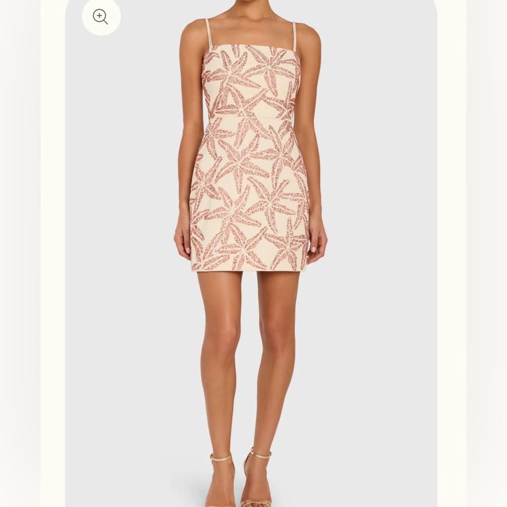 Amanda Uprichard Cream and Pink Star Pattern Mini Dress xl